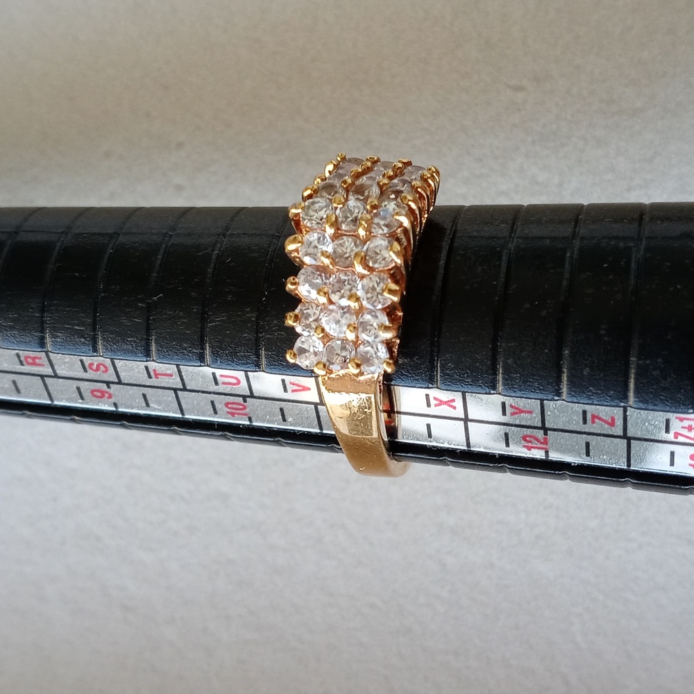 Gold Band with three rows of Rhinestones size 11 - Picture 6 of 7